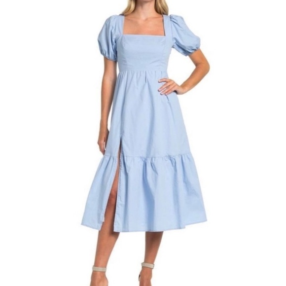 ASTR the Label Light Blue Poplin Puff Sleeve Tiered Midi Dress
NWT size M - Picture 6 of 6
